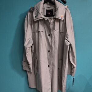NWT London Fog Women's Light GrayClassic Trench Coat PTP 26, LENTH 36